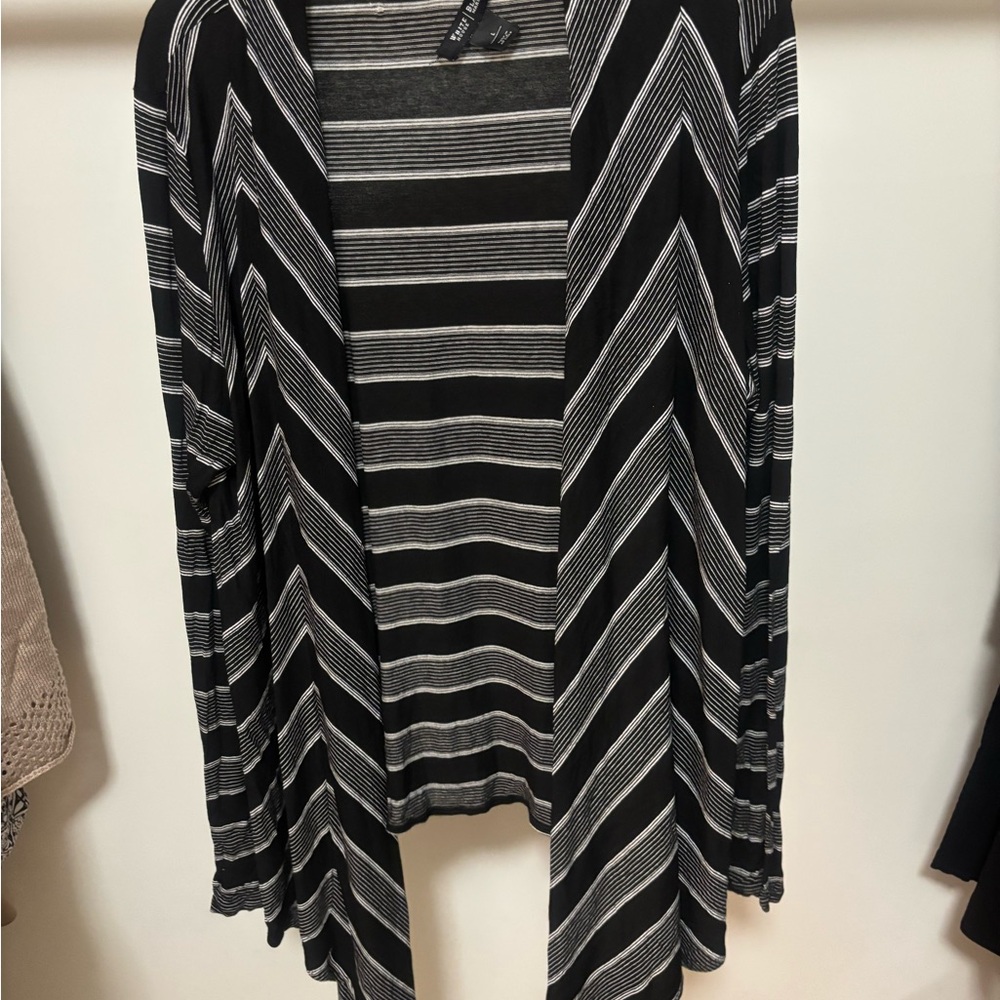 White House Black Market Black and White Striped Top